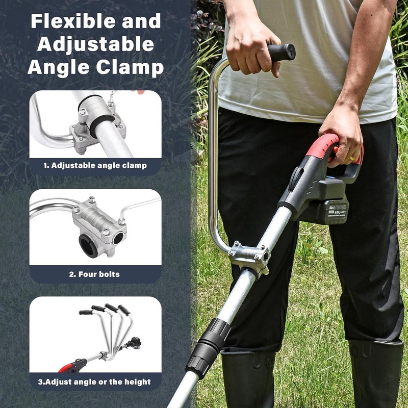 ZZM Ergonomic Trimmer Grip, String Trimmers Handle with Shoulder Strap Harness, Weed Eater Handle Extension with Bracket Clamp, Lawn Trimmer Handle Grip for Lawn Care, Landscaping, Yard Trimming Edging - Image 4